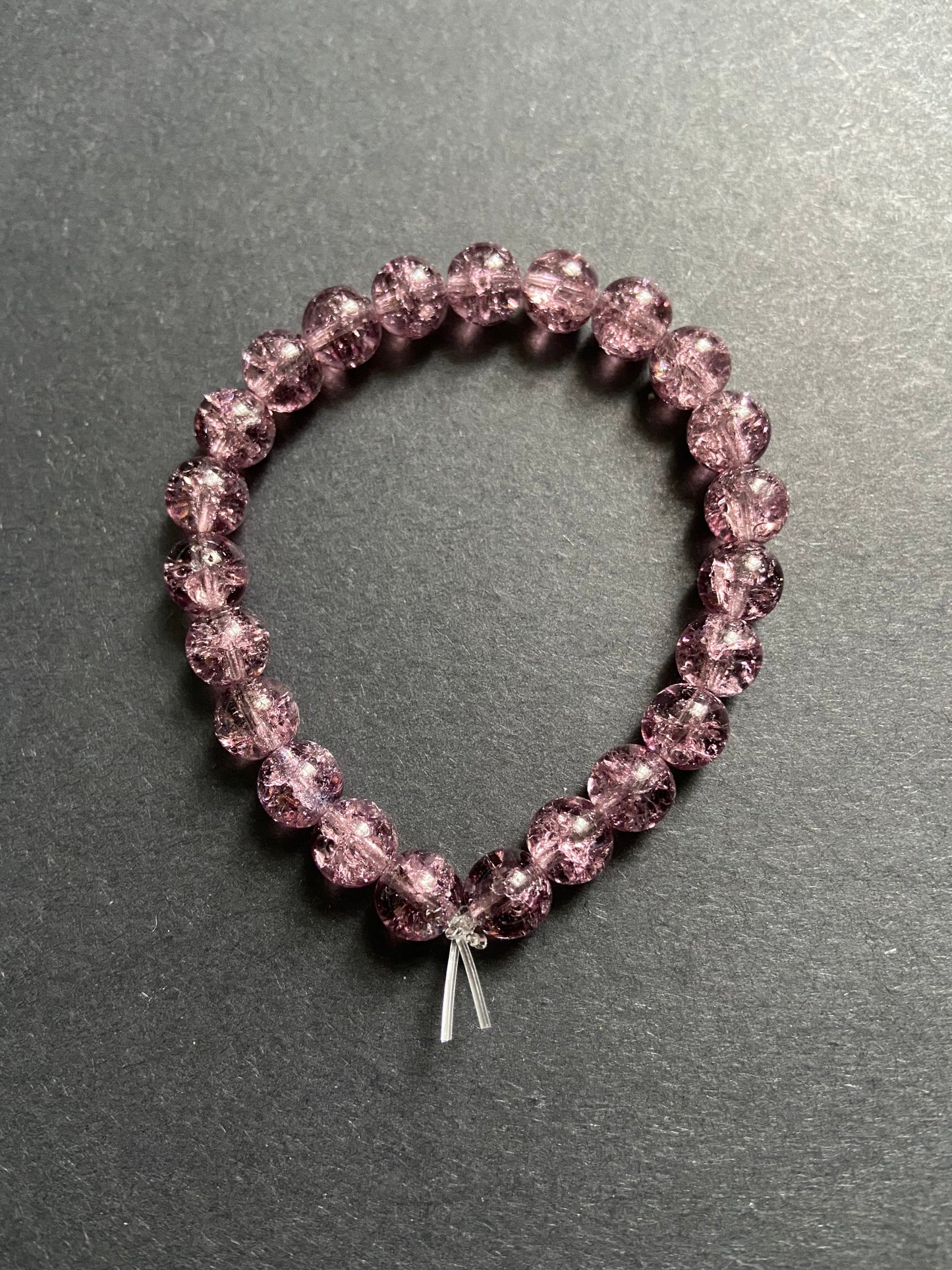 Purple crackle Czech glass stretch bracelet