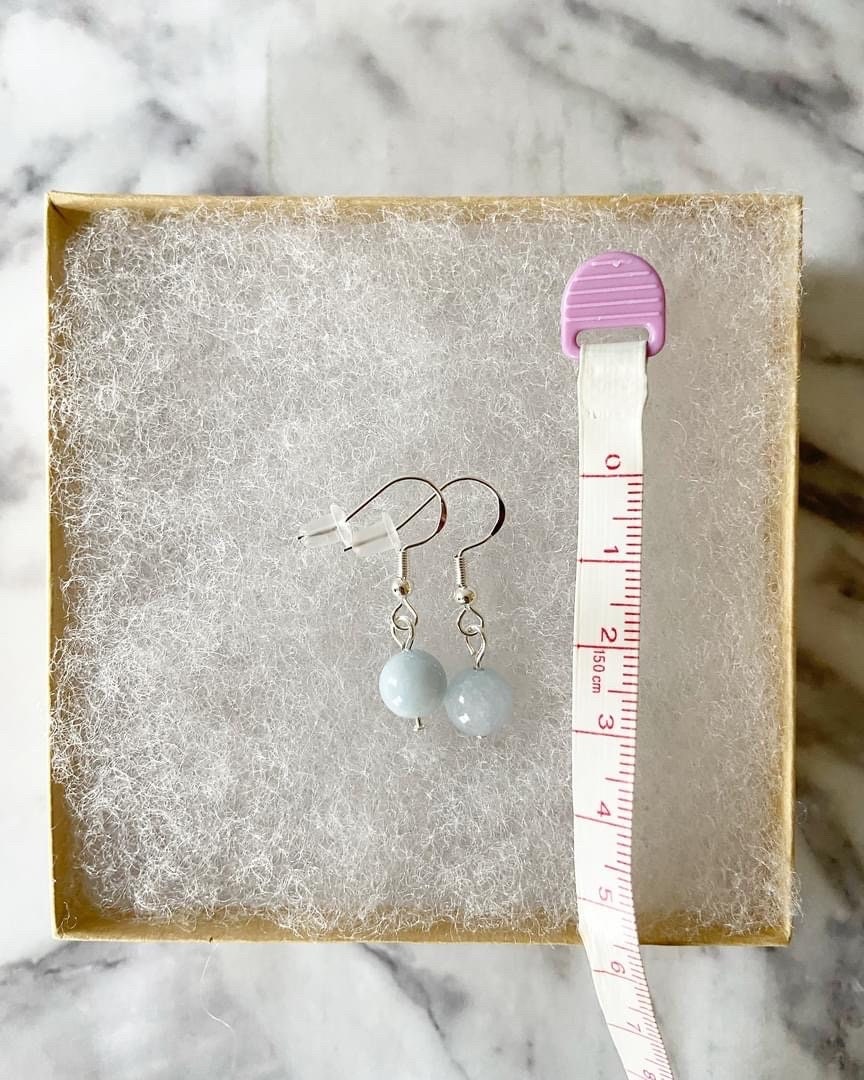 Light blue aquamarine quartz drop earrings