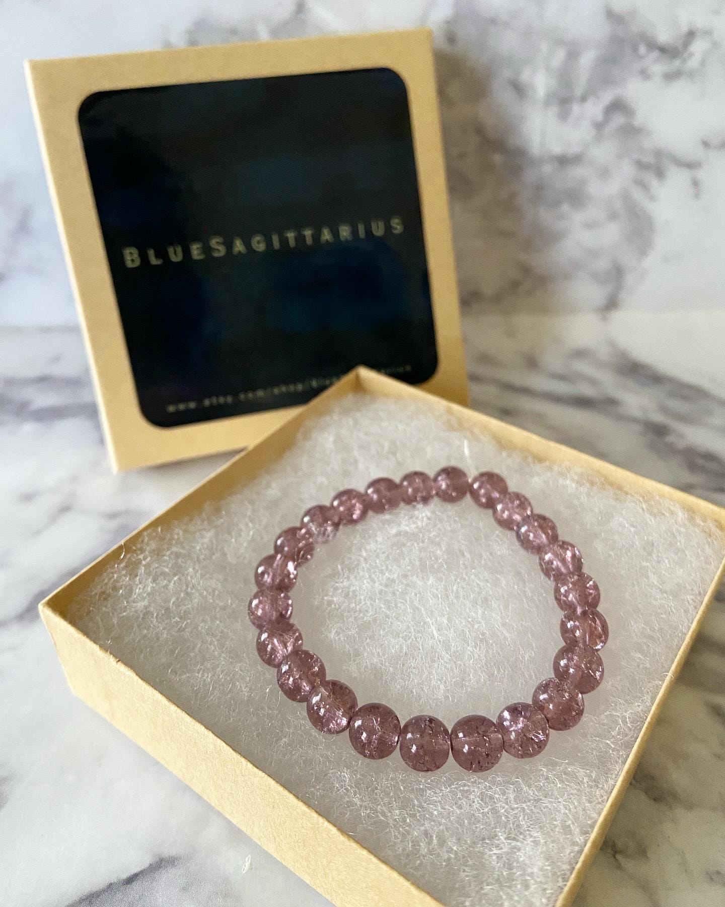 Purple crackle Czech glass stretch bracelet